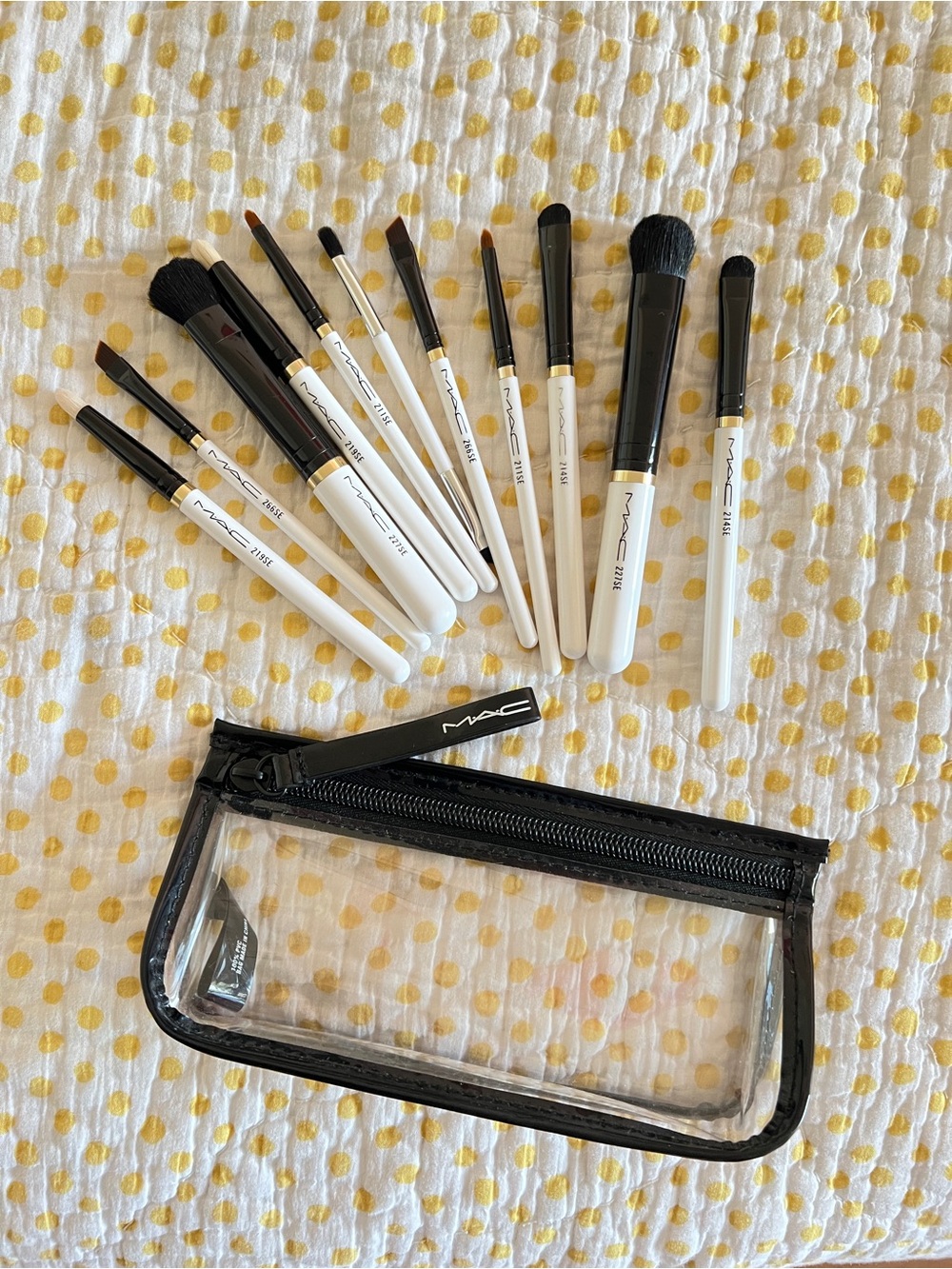 12PC MAC Makeup Brush Set with Clear Zip Pouch